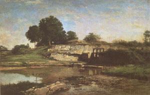 The Flood-Gate at Optevoz (mk05), Charles-Francois Daubigny